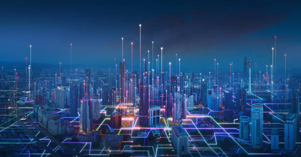 Ambiente tecnológico com inteligência artificial e automação